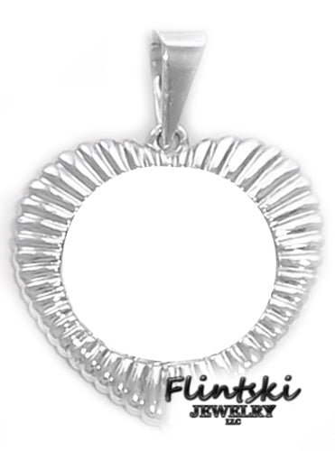 Mercury Dime Heart Shaped Sterling Silver Coin Bezel Frame Mount Pendant 18.00mm x 1.20mm