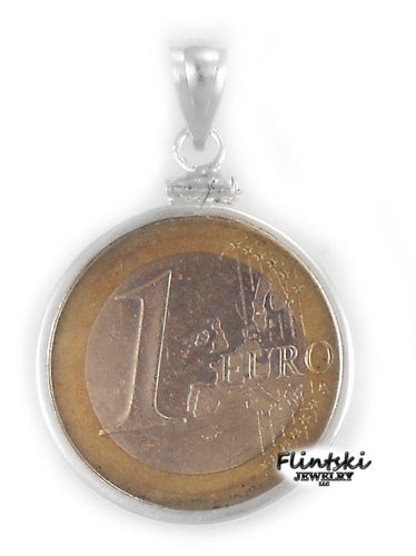 1 Euro Coin Pendant .925 Sterling Silver