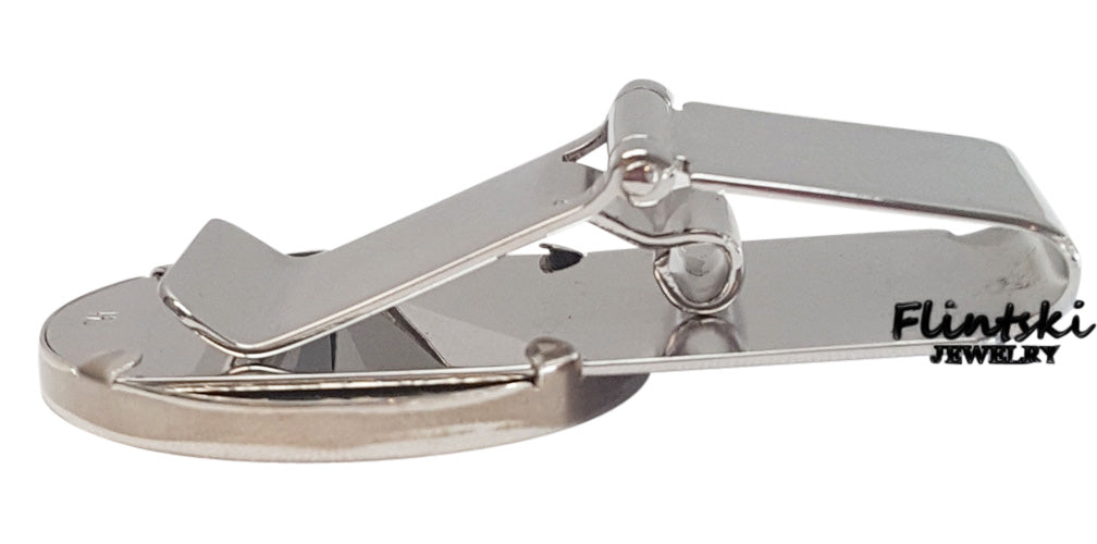 Franklin Half Dollar Hinged Back Money Clip .925 Sterling Silver and Rhodium Plated