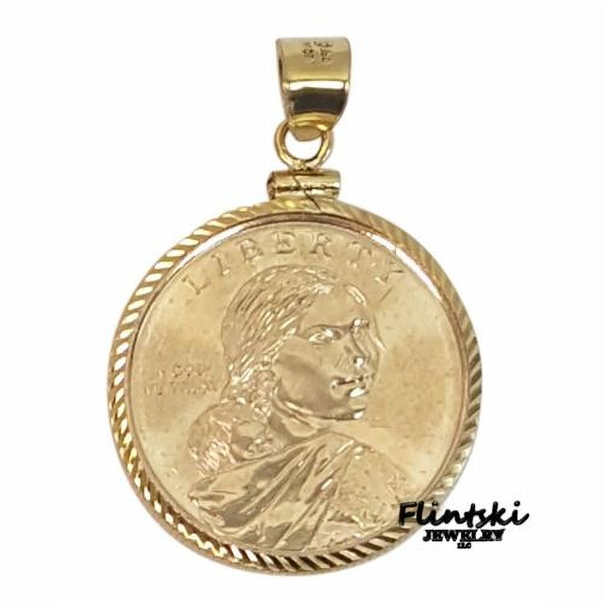 2012 Sacagawea Horse Gold Dollar Coin Pendant Yellow