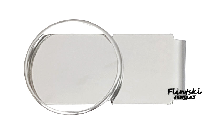 Franklin Half Dollar Hinged Back Money Clip .925 Sterling Silver and Rhodium Plated