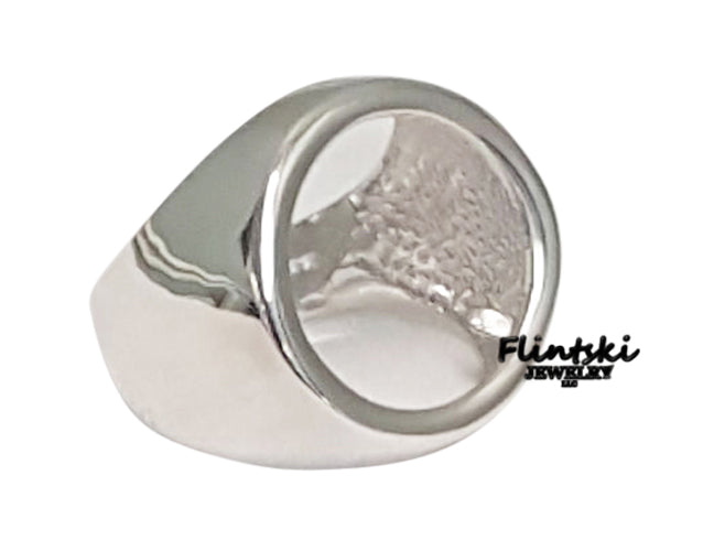 1/10th oz $5 Gold Eagle Coin Ring Sterling Silver High Polished - 7