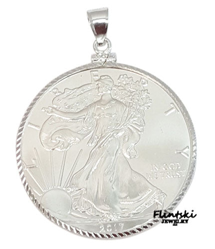 1 oz American Silver Eagle Coin Pendant Sterling Silver - Diamond Cut 2020