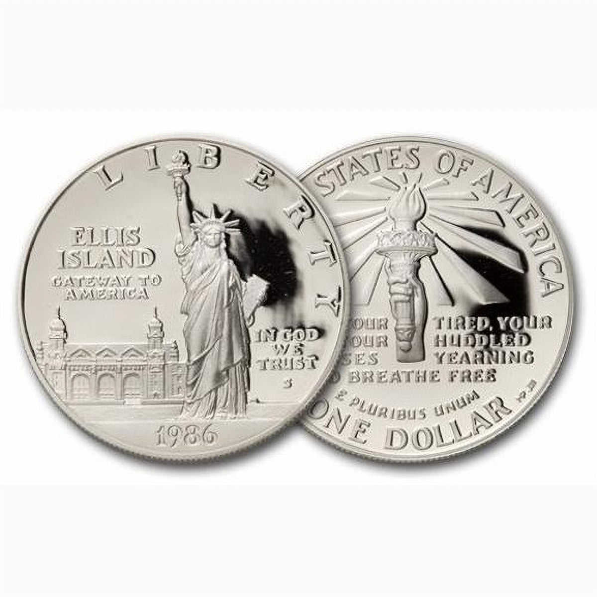 1986 US Liberty Silver Dollar Ellis Island Commemorative Sterling Silver Coin Edge Coin Bezel Frame Mount Pendant 38.10mm x 2.90mm