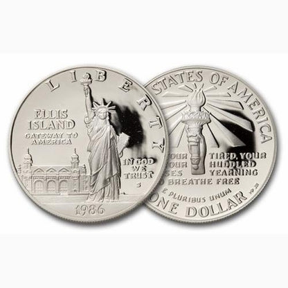 1986 US Liberty Silver Dollar Ellis Island Commemorative Sterling Silver Coin Edge Coin Bezel Frame Mount Pendant 38.10mm x 2.90mm