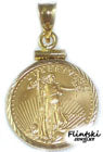 1/10 $5 Gold Eagle 24k Gold Coin Encased in a 14k Yellow Gold Coin Bezel Pendant - $5 Eagle Pendant Rope