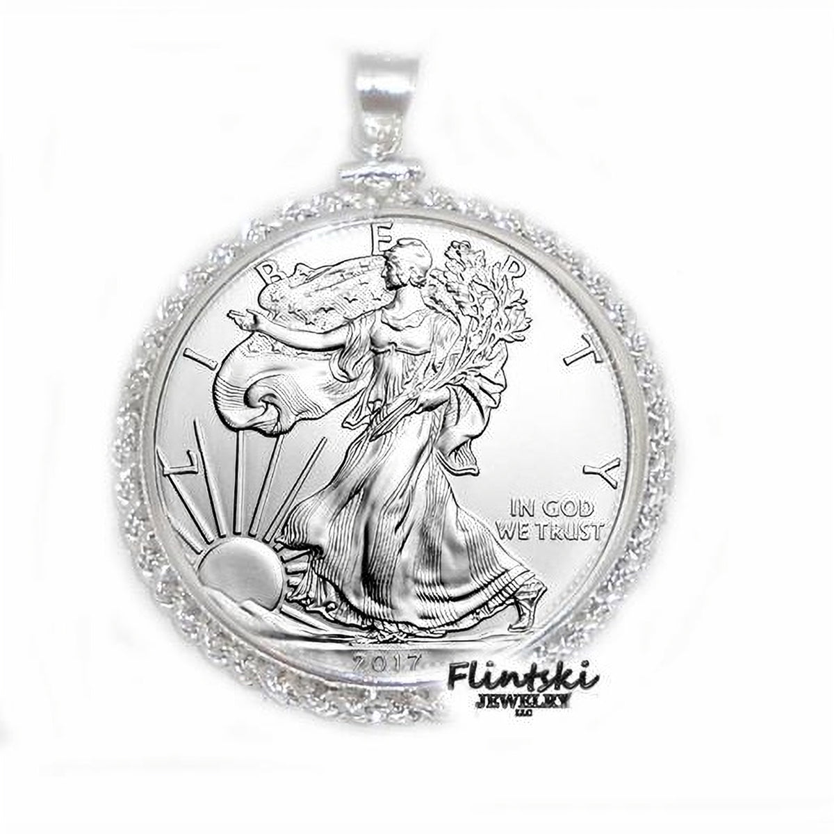 1 oz American Silver Eagle Coin Pendant Sterling Silver