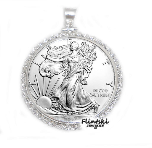 1 oz American Silver Eagle Coin Pendant Sterling Silver - Rope 2019