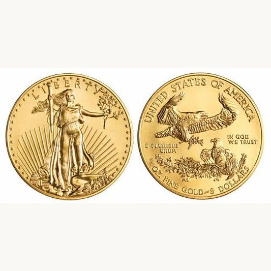 1/10th $5 Gold Eagle 14k Yellow Gold Coin Bezel Screw Top Pendant 16.51mm x 1.27mm