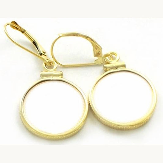 14k Yellow Gold Coin Earrings fits 1/10 oz Panda