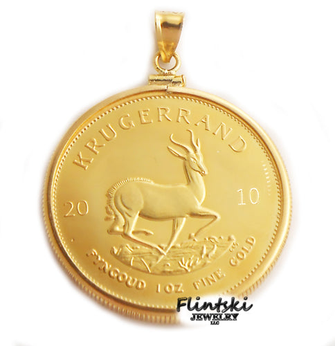 1 oz Krugerrand Coin Pendant Yellow Gold Filled - Coin Edge