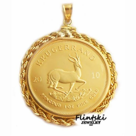 1 oz Krugerrand Coin Pendant Yellow Gold Filled