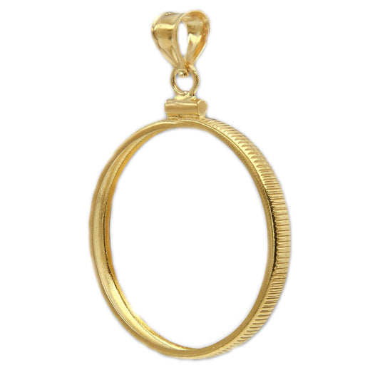 1/4th oz Krugerrand 14k Yellow Gold Coin Bezel Frame Mount Pendant 22.00mm x 1.83mm