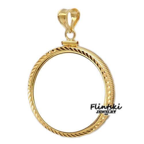 Peace/Eisenhower Silver Dollar Gold Filled Rope Coin Bezel Frame Mount Pendant 38.10mm x 2.80mm