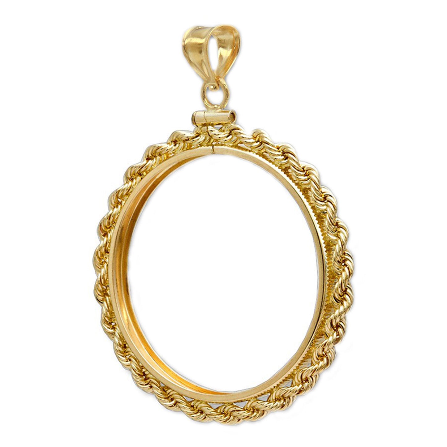 $2.50 Gold Liberty 14k Yellow Gold Diamond Cut Coin Bezel Frame Mount Pendant 18.05 x 1.20mm