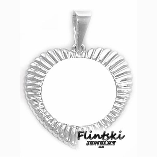 Mercury Dime Heart Shaped Sterling Silver Coin Bezel Frame Mount Pendant 18.00mm x 1.20mm