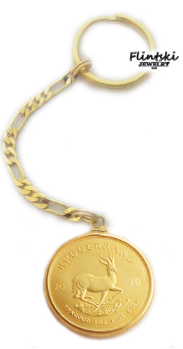 1 oz Krugerrand Coin Key Chain Yellow Gold Plated