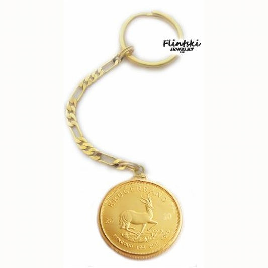 1 oz Krugerrand Coin Key Chain Yellow Gold Plated