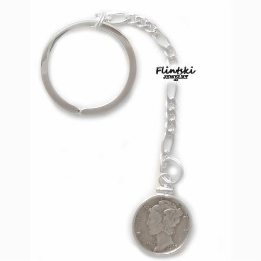 Mercury Dime Coin Key Chain Sterling Silver