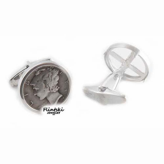 Mercury Dime Coin Cuff Links Sterling Silver