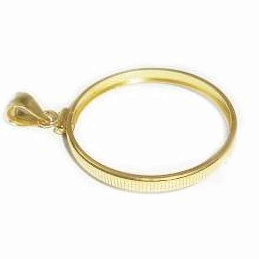 1/4th oz Maple Leaf 14k Yellow Gold Diamond Cut Coin Bezel Frame Mount Pendant 19.75mm x 1.70mm