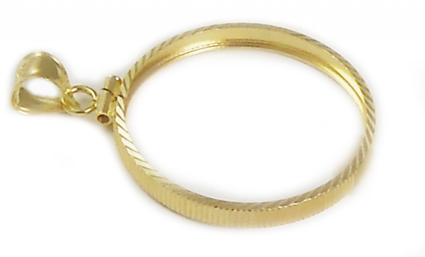 1/10th oz Gold Panda 14k Yellow Gold Diamond Cut Coin Bezel Frame Mount Pendant 17.95mm x 1.05mm