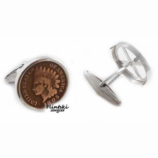 Indian Head Penny Coin Cuff Links Sterling Silver