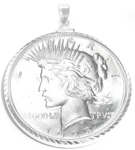 Peace Silver Dollar Coin Pendant Sterling Silver - Coin Edge