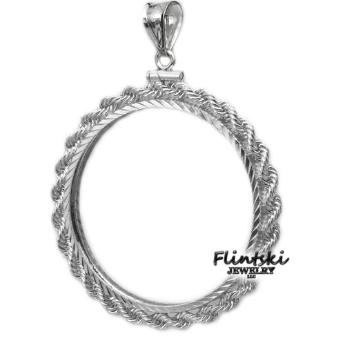 Silvertowne 1 oz Silver Round Gold Filled Rope Coin Bezel Frame Mount Pendant 39.37mm x 3.14mm