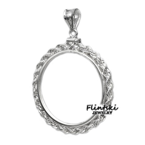 Indian Head Penny Sterling Silver Diamond Cut Rope Coin Bezel Coin Pendant 19.10mm x 1.50mm