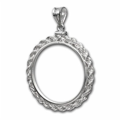 4 Ducat Sterling Silver Rope Coin Bezel Frame Mount Pendant 39.55mm x 0.76mm