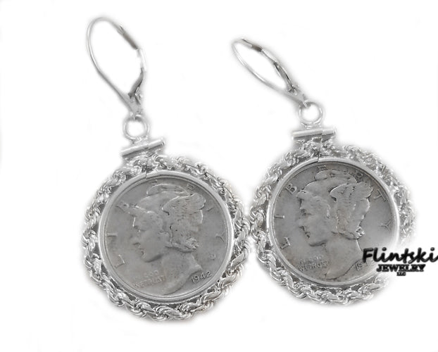 Mercury Dime Coin Earrings Yellow Gold Filled - Coin Edge