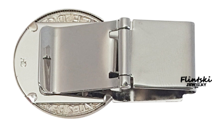 Walking Liberty Half Dollar Hinged Back Money Clip Sterling Silver and Rhodium Plated - 1943
