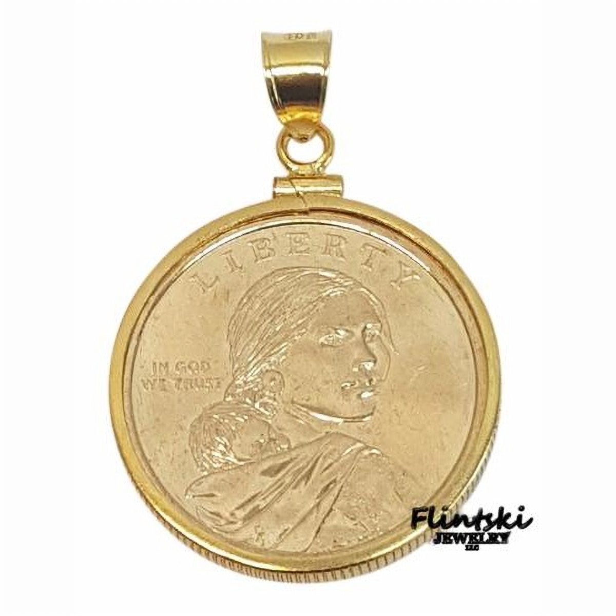 2012 Sacagawea Horse Gold Dollar Coin Pendant Yellow