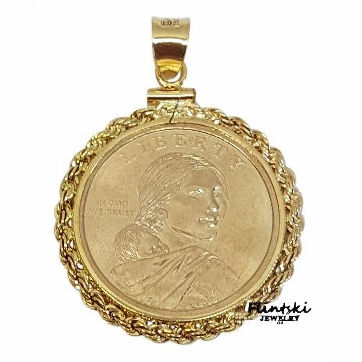 2012 Sacagawea Horse Gold Dollar Coin Pendant Yellow
