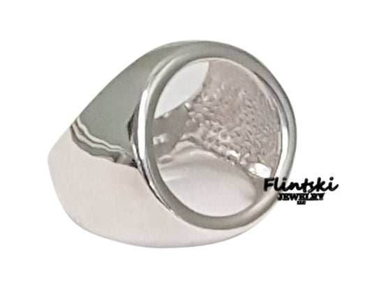 1/10th oz $5 Gold Eagle Coin Ring Sterling Silver High Polished - 8.5