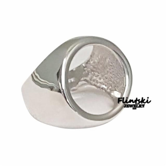 1/10th oz $5 Gold Eagle Coin Ring Sterling Silver High Polished