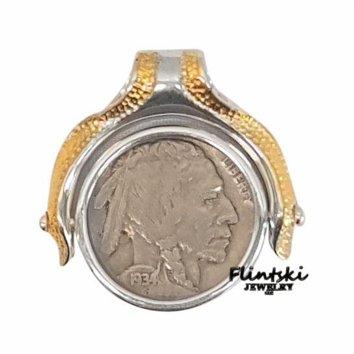 Indian Head Nickel Two Toned Swivel Coin Pendant