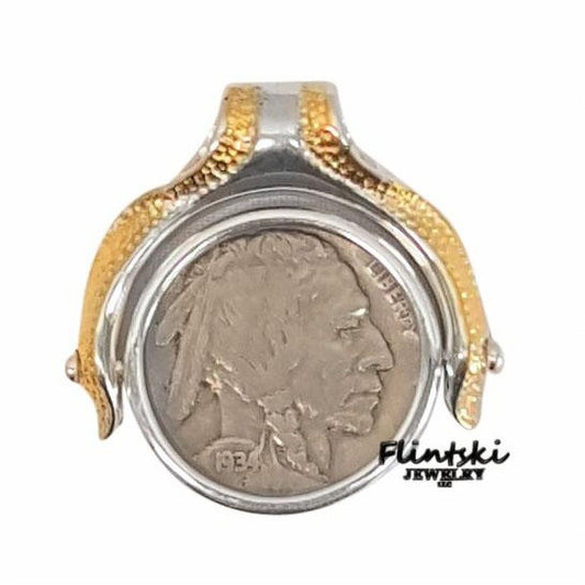 Indian Head Nickel Two Toned Swivel Coin Pendant