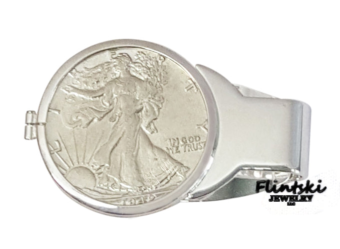 Walking Liberty Half Dollar Coin Money Clip Spring Back Coin Edge - 1934