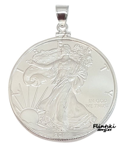 1 oz American Silver Eagle Coin Pendant Sterling Silver - Diamond Cut 2020