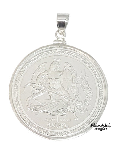 1 oz Isle of Man Angel Coin Pendant .925 Sterling Silver