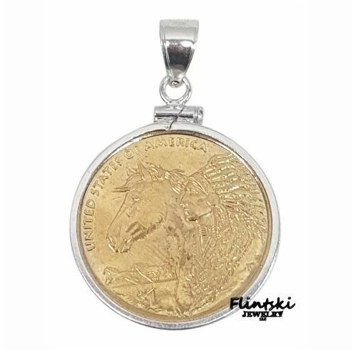 2012 Sacagawea Horse Gold Dollar Coin Pendant Yellow