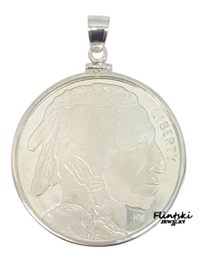 1 oz Silver Buffalo Coin Pendant .925 Sterling Silver