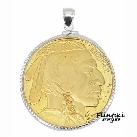 39mm Indian Head Buffalo Gold Coin Pendant