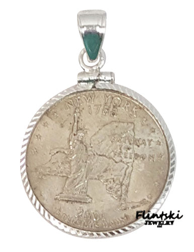 US Statehood Quarter Coin Pendant Yellow Gold Filled - Coin Edge