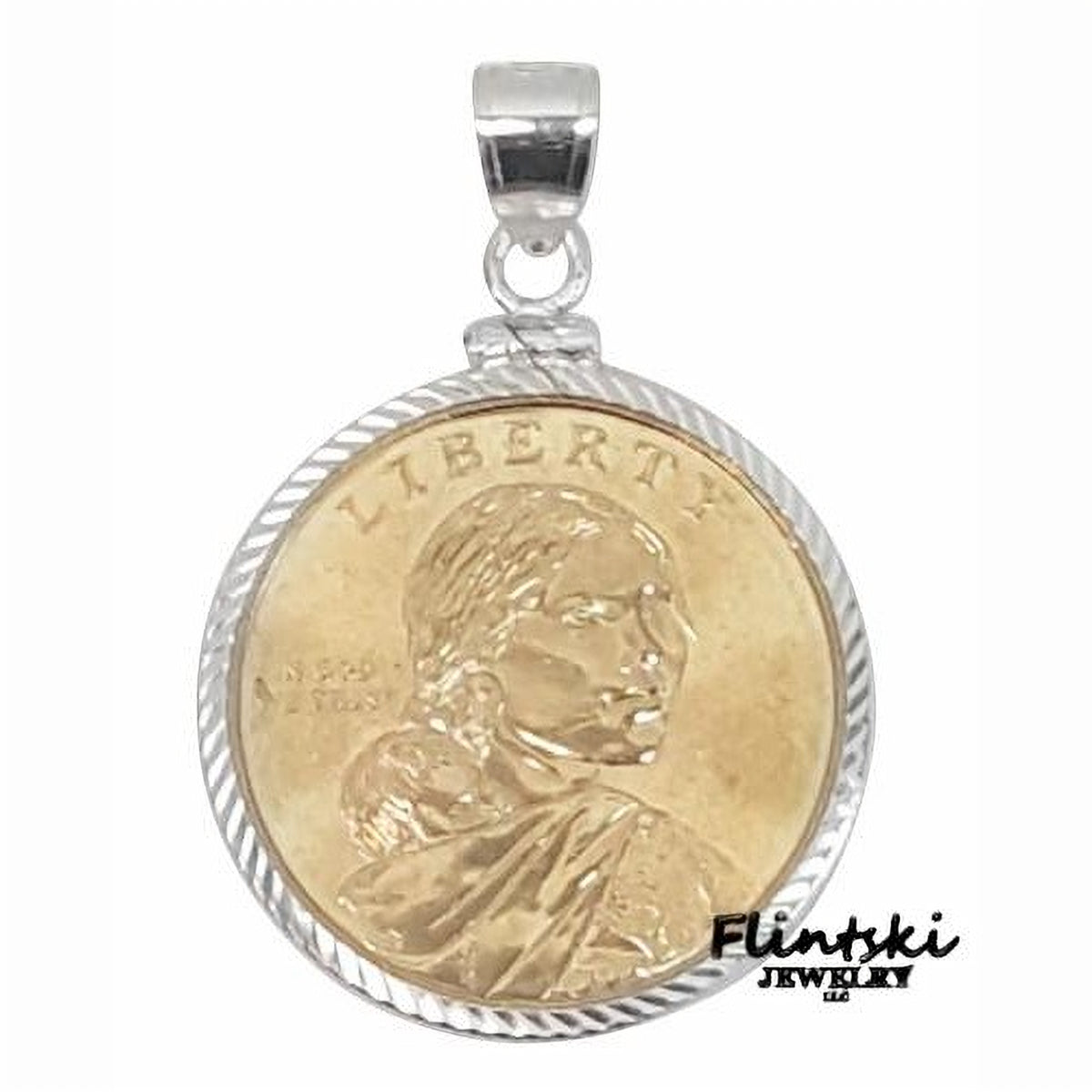 2012 Sacagawea Horse Gold Dollar Coin Pendant Yellow