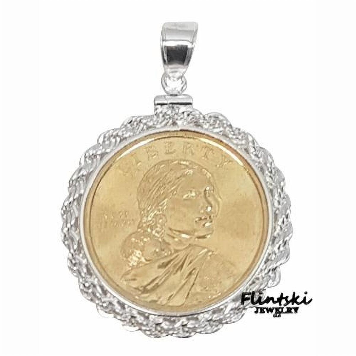 2012 Sacagawea Horse Gold Dollar Coin Pendant Yellow
