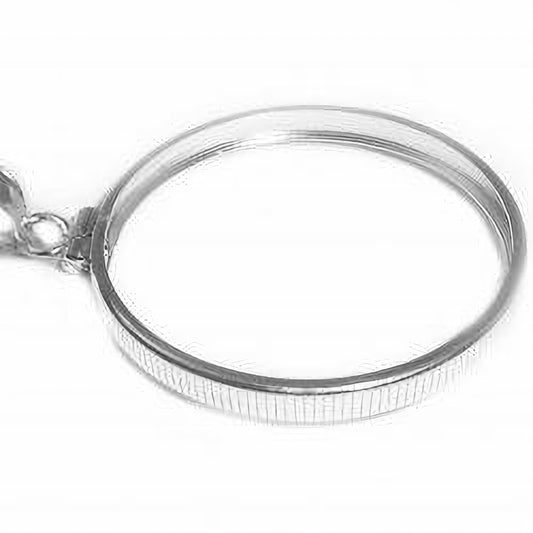 1986 US Liberty Silver Dollar Ellis Island Commemorative Sterling Silver Coin Edge Coin Bezel Frame Mount Pendant 38.10mm x 2.90mm